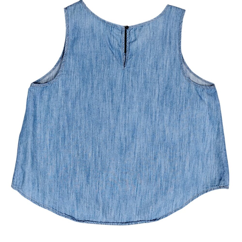 Universal Threads Chambray Top Size Large Blue Sl… - image 4